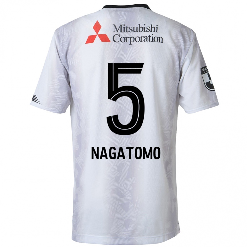 Homme Football Maillot Yuto Nagatomo #5 Blanc Noir Tenues Extérieur 2024/25