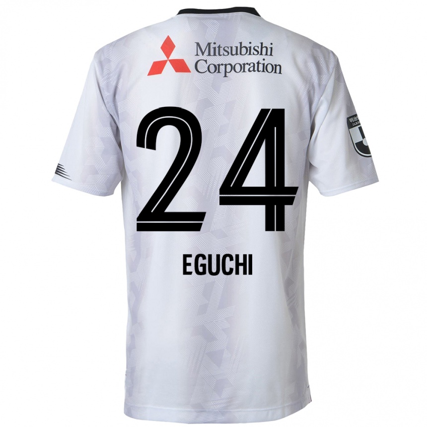 Homme Football Maillot Kaito Eguchi #24 Blanc Noir Tenues Extérieur 2024/25