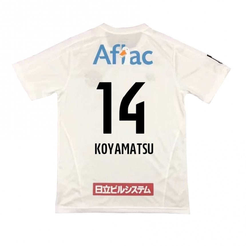 Homme Football Maillot Tomoya Koyamatsu #14 Blanc Noir Tenues Extérieur 2024/25