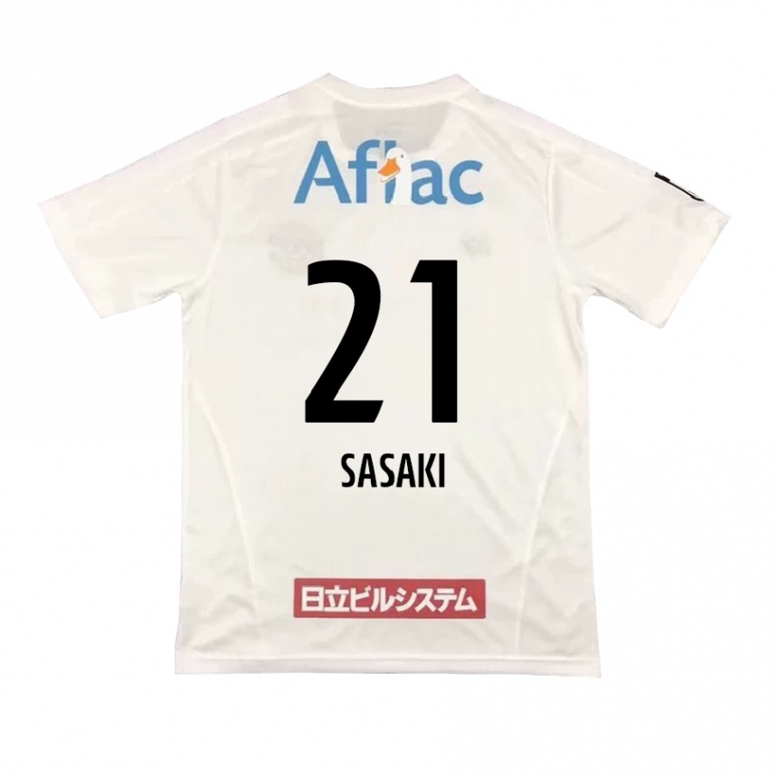 Homme Football Maillot Masato Sasaki #21 Blanc Noir Tenues Extérieur 2024/25