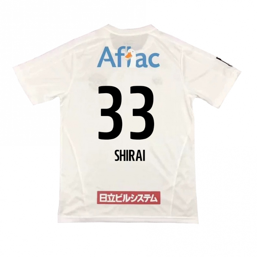 Homme Football Maillot Eiji Shirai #33 Blanc Noir Tenues Extérieur 2024/25