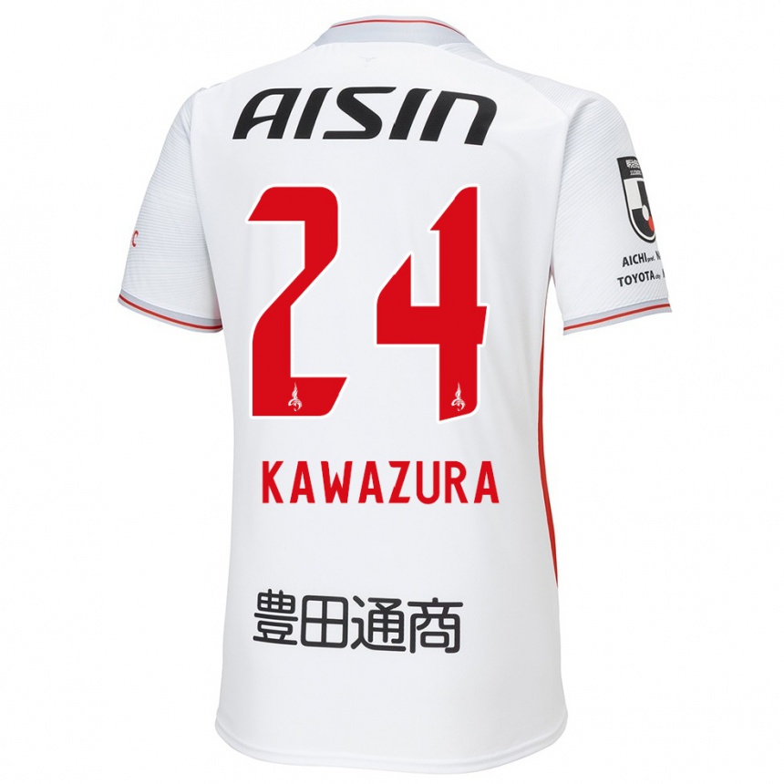 Homme Football Maillot Akinari Kawazura #24 Blanc Jaune Rouge Tenues Extérieur 2024/25