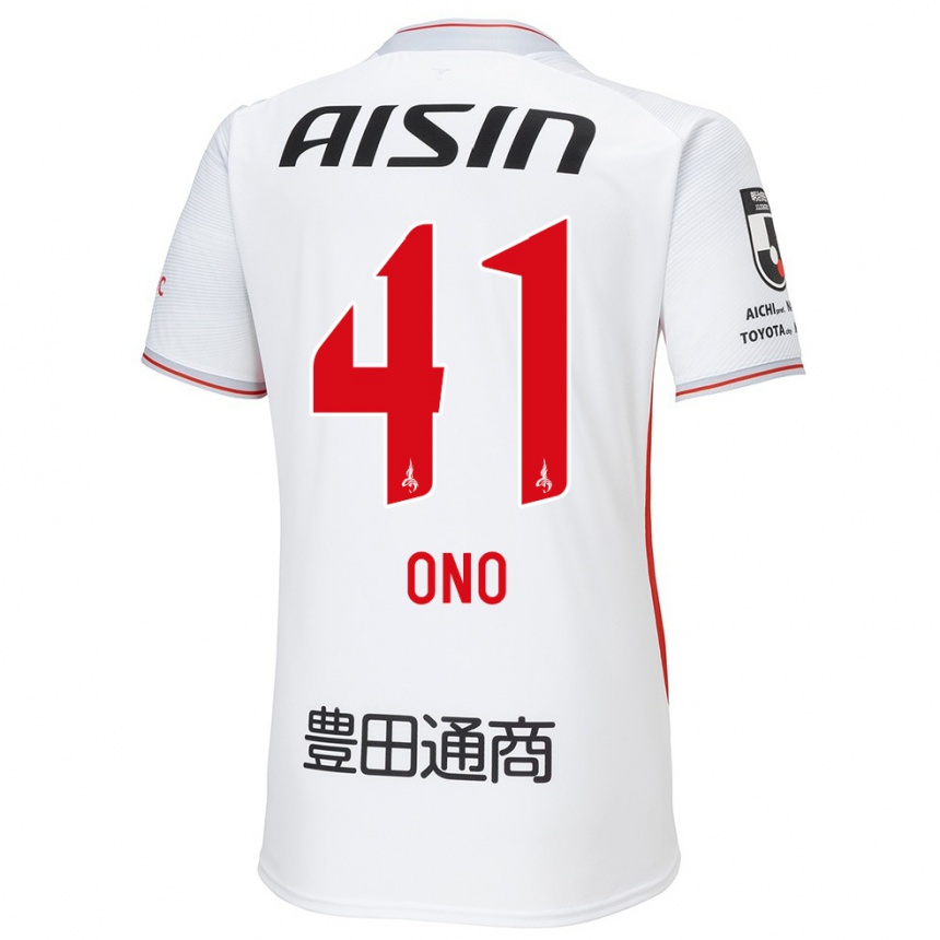 Homme Football Maillot Masahito Ono #41 Blanc Jaune Rouge Tenues Extérieur 2024/25