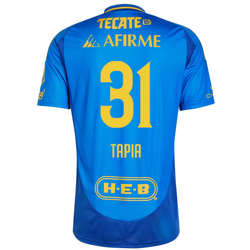 Homme Football Maillot Fernando Tapia #31 Bleu Jaune Tenues Extérieur 2024/25