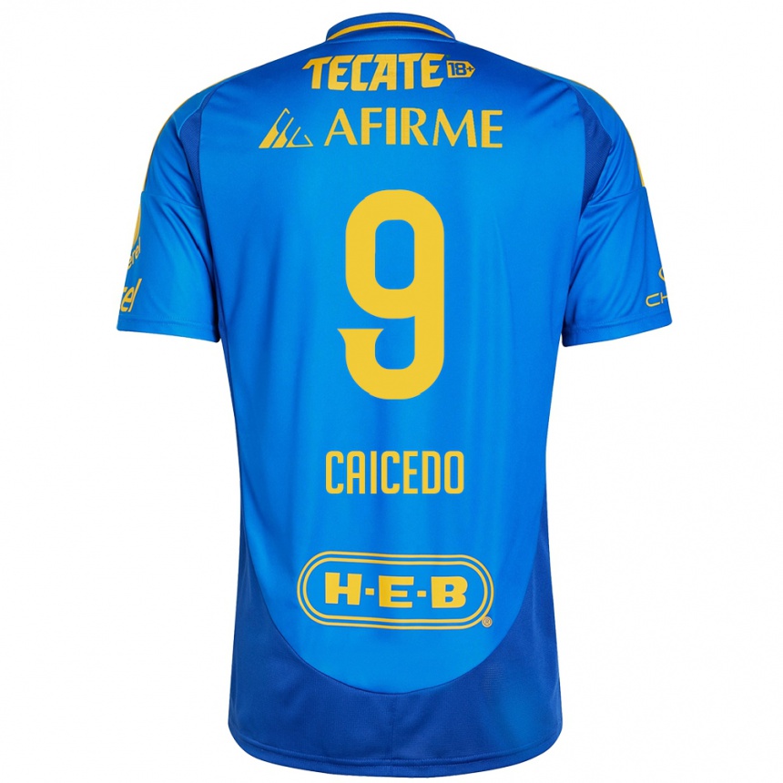 Homme Football Maillot Jordy Caicedo #9 Bleu Jaune Tenues Extérieur 2024/25