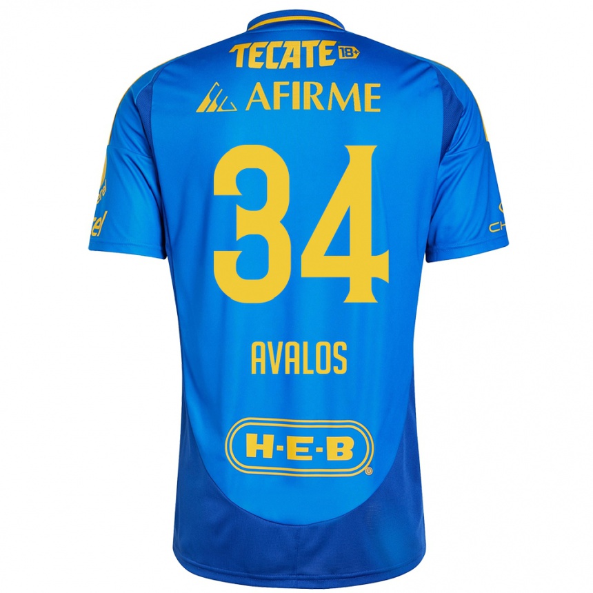 Homme Football Maillot Erick Avalos #34 Bleu Jaune Tenues Extérieur 2024/25