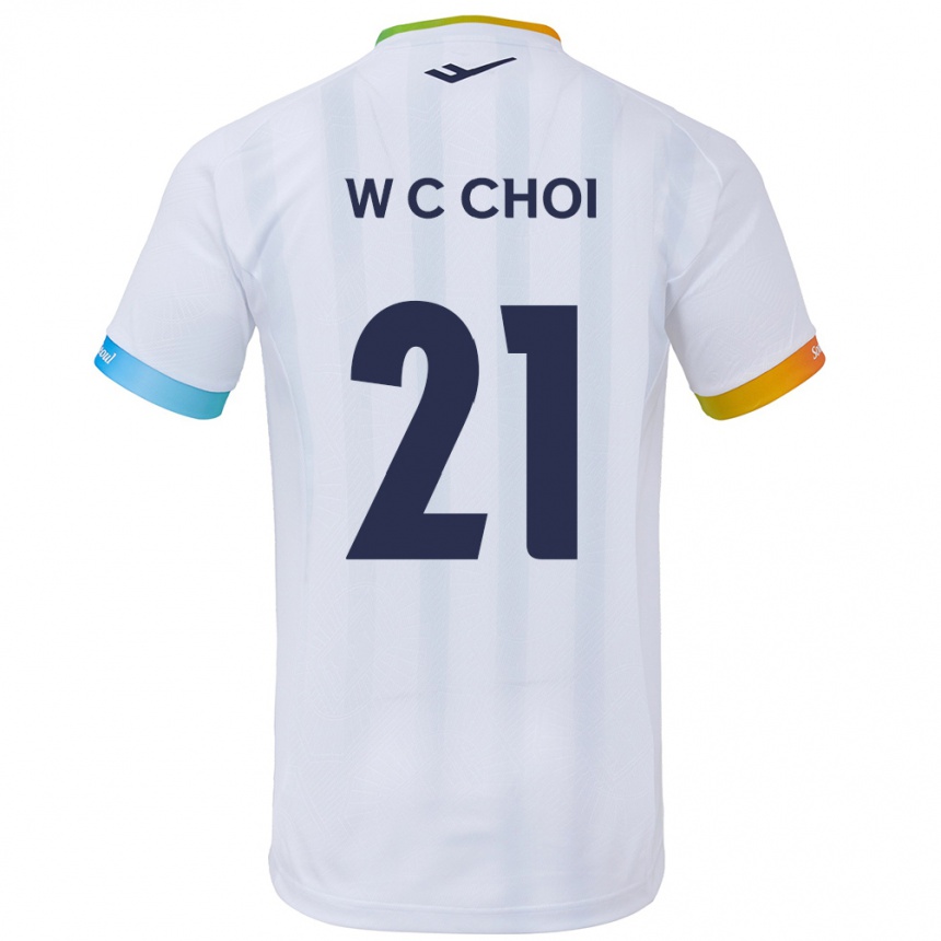 Homme Football Maillot Cheol-Won Choi #21 Blanc Bleu Tenues Extérieur 2024/25