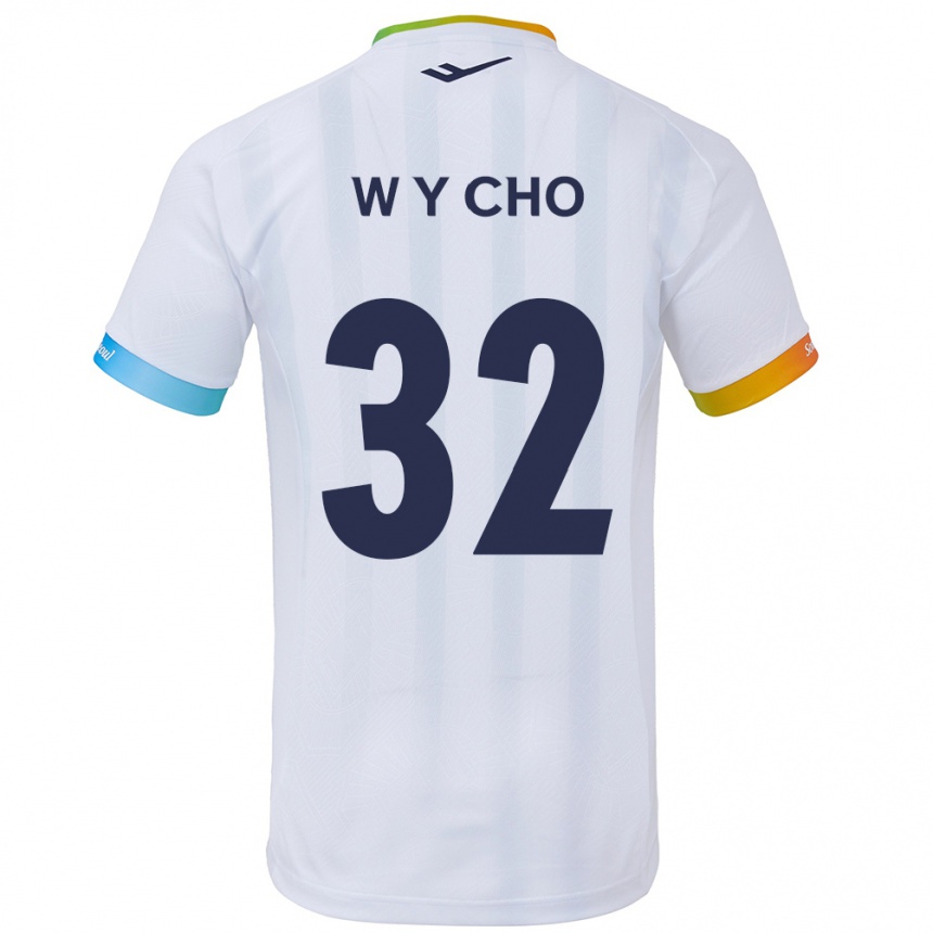 Homme Football Maillot Young-Wook Cho #32 Blanc Bleu Tenues Extérieur 2024/25