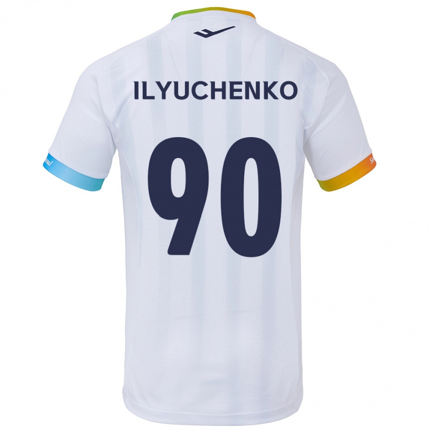 Homme Football Maillot Stanislav Ilyuchenko #90 Blanc Bleu Tenues Extérieur 2024/25