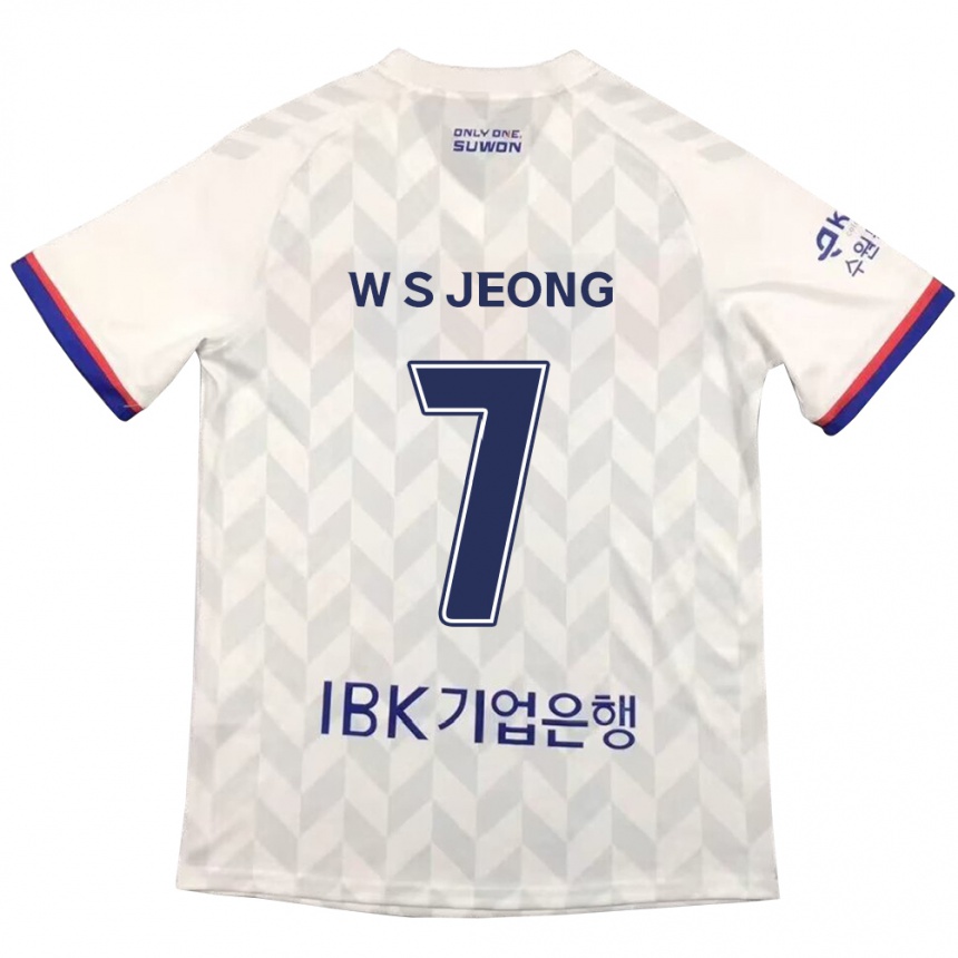 Homme Football Maillot Seung-Won Jeong #7 Blanc Bleu Tenues Extérieur 2024/25