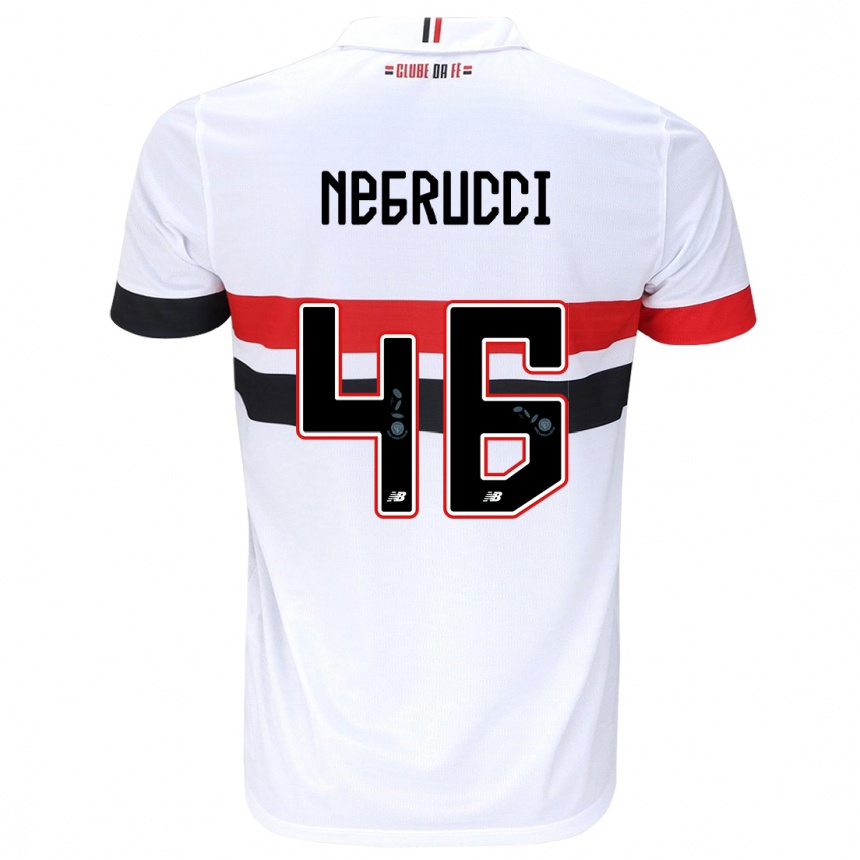 Femme Football Maillot Felipe Negrucci #46 Blanc Rouge Noir Tenues Domicile 2024/25