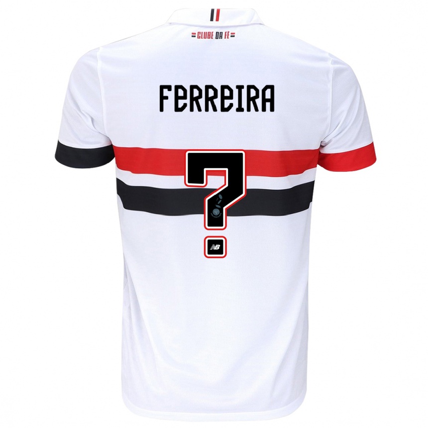 Femme Football Maillot Lucas Ferreira #0 Blanc Rouge Noir Tenues Domicile 2024/25