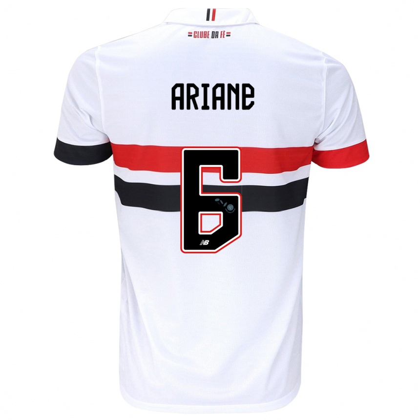 Femme Football Maillot Ariane #6 Blanc Rouge Noir Tenues Domicile 2024/25