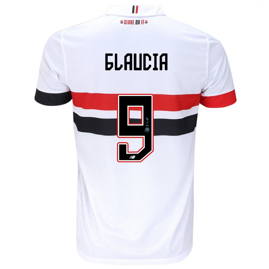 Femme Football Maillot Glaucia #9 Blanc Rouge Noir Tenues Domicile 2024/25