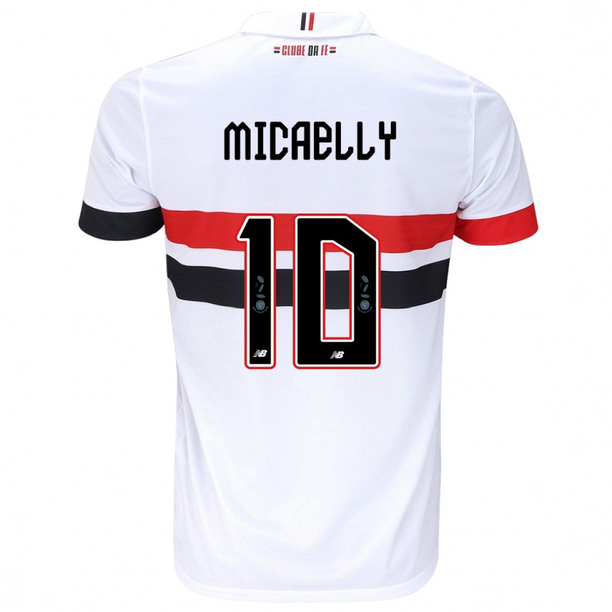 Femme Football Maillot Micaelly #10 Blanc Rouge Noir Tenues Domicile 2024/25