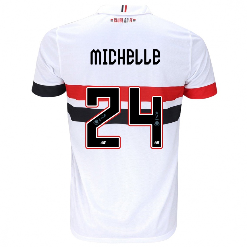 Femme Football Maillot Michelle #24 Blanc Rouge Noir Tenues Domicile 2024/25