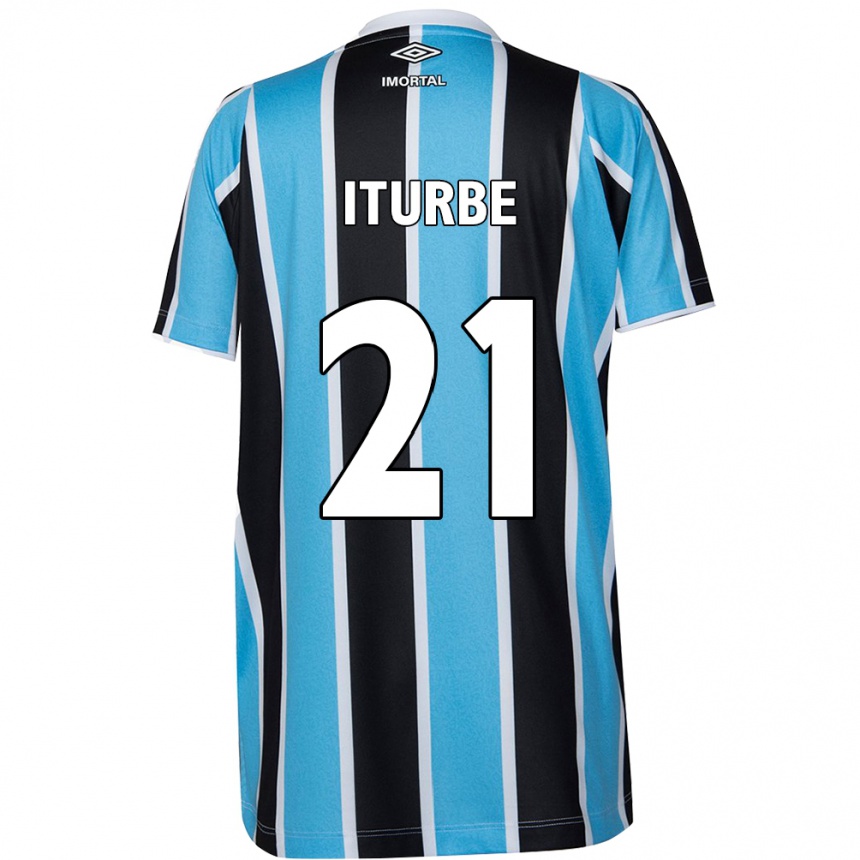 Femme Football Maillot Juan Iturbe #21 Bleu Noir Blanc Tenues Domicile 2024/25