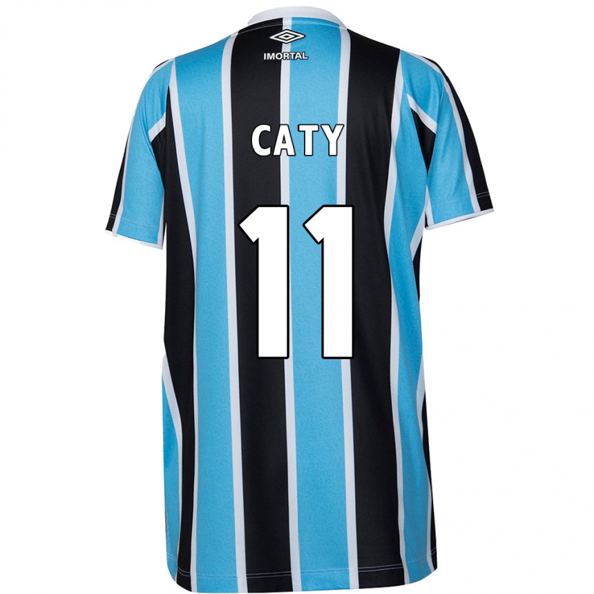 Femme Football Maillot Caty #11 Bleu Noir Blanc Tenues Domicile 2024/25