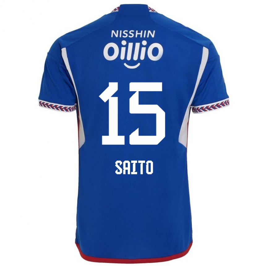 Femme Football Maillot Haru Saito #15 Bleu Blanc Rouge Tenues Domicile 2024/25