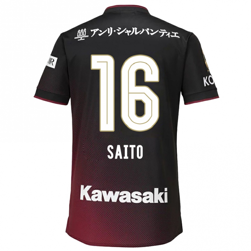 Femme Football Maillot Mitsuki Saito #16 Noir Rouge Tenues Domicile 2024/25