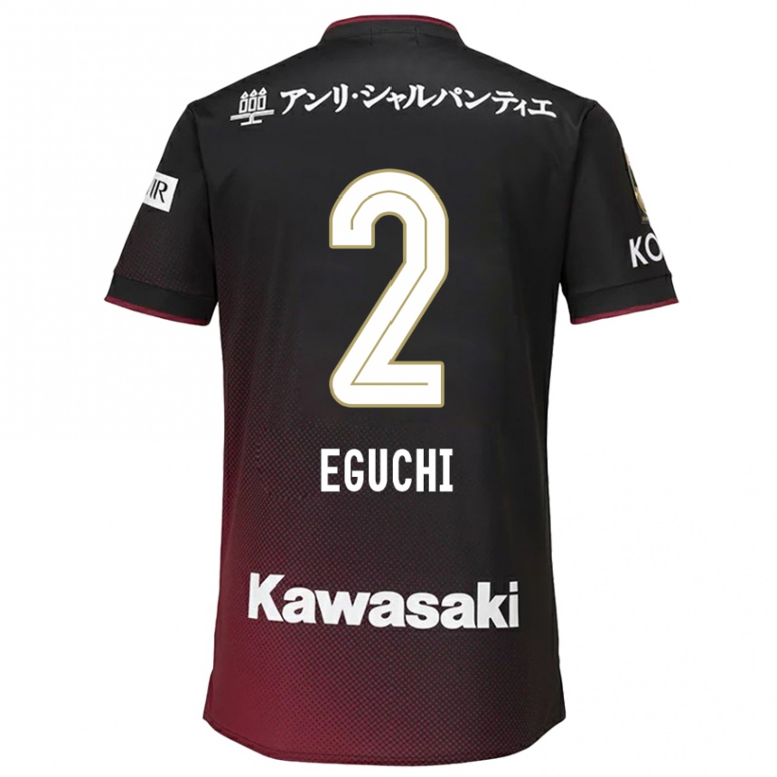 Femme Football Maillot Takuma Eguchi #2 Noir Rouge Tenues Domicile 2024/25