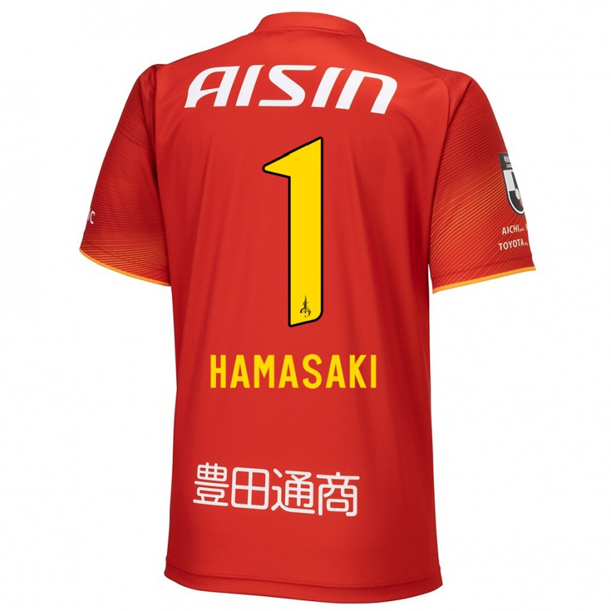 Femme Football Maillot Shiki Hamasaki #1 Rouge Blanc Jaune Tenues Domicile 2024/25