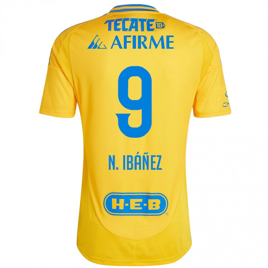 Femme Football Maillot Nicolás Ibáñez #9 Or Jaune Tenues Domicile 2024/25