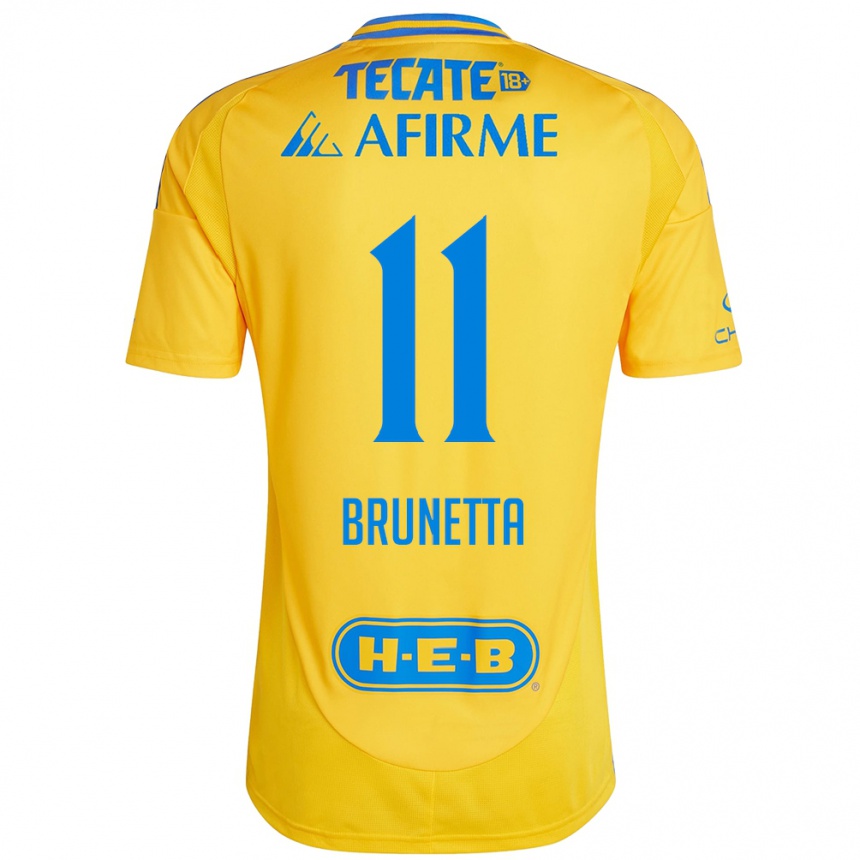 Femme Football Maillot Juan Brunetta #11 Or Jaune Tenues Domicile 2024/25