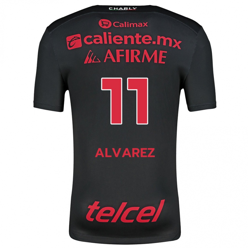 Femme Football Maillot Efraín Álvarez #11 Noir Rouge Tenues Domicile 2024/25