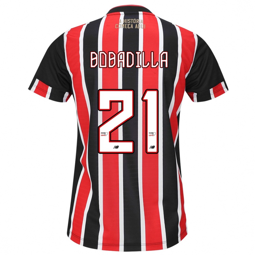 Femme Football Maillot Damián Bobadilla #21 Noir Rouge Blanc Tenues Extérieur 2024/25