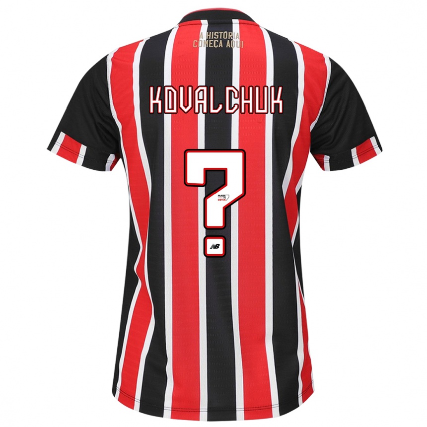 Femme Football Maillot Filipp Kovalchuk #0 Noir Rouge Blanc Tenues Extérieur 2024/25