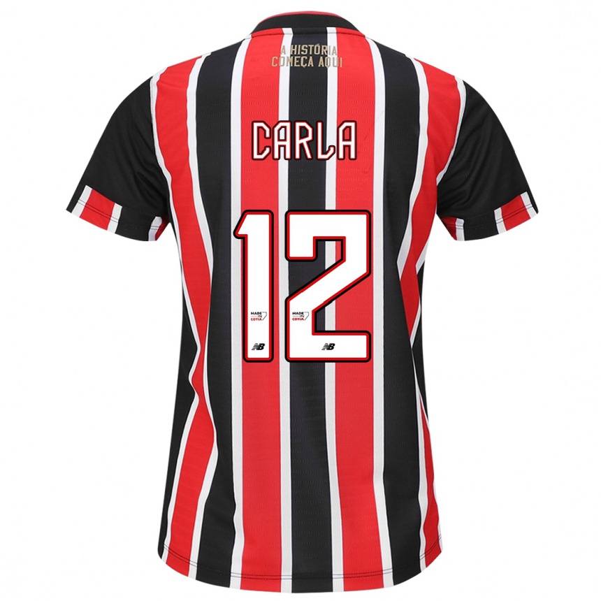 Femme Football Maillot Carla Maria Da Silva #12 Noir Rouge Blanc Tenues Extérieur 2024/25