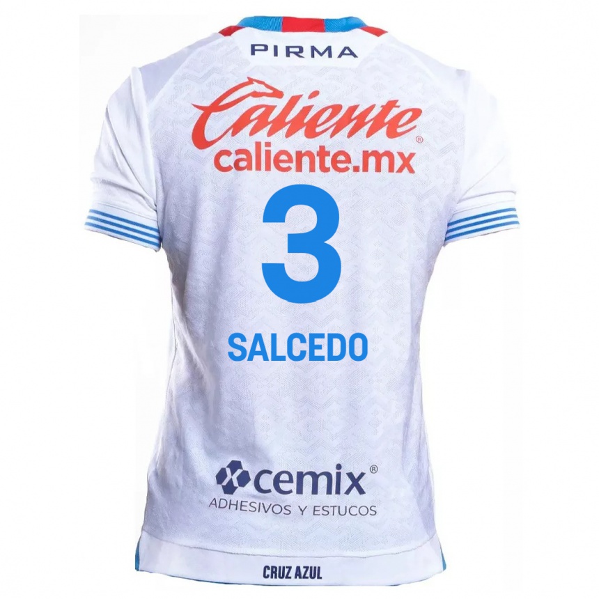 Femme Football Maillot Carlos Salcedo #3 Blanc Bleu Tenues Extérieur 2024/25