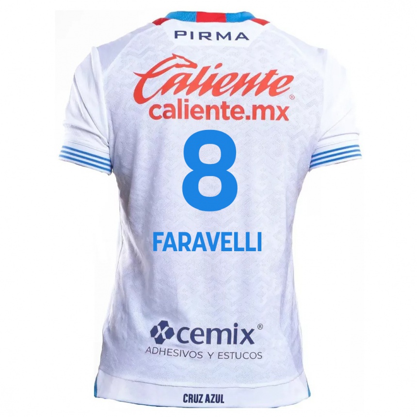 Femme Football Maillot Lorenzo Faravelli #8 Blanc Bleu Tenues Extérieur 2024/25