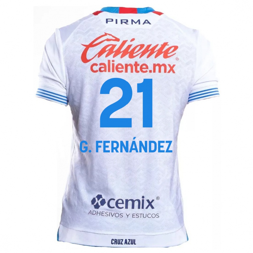 Femme Football Maillot Gabriel Fernández #21 Blanc Bleu Tenues Extérieur 2024/25