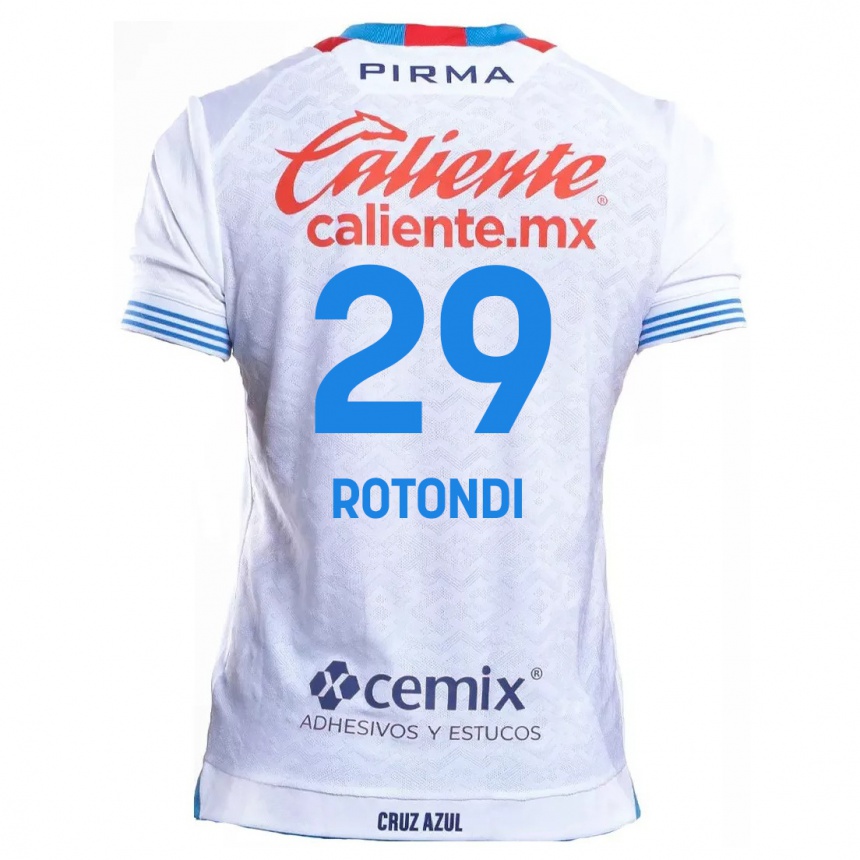 Femme Football Maillot Carlos Rotondi #29 Blanc Bleu Tenues Extérieur 2024/25