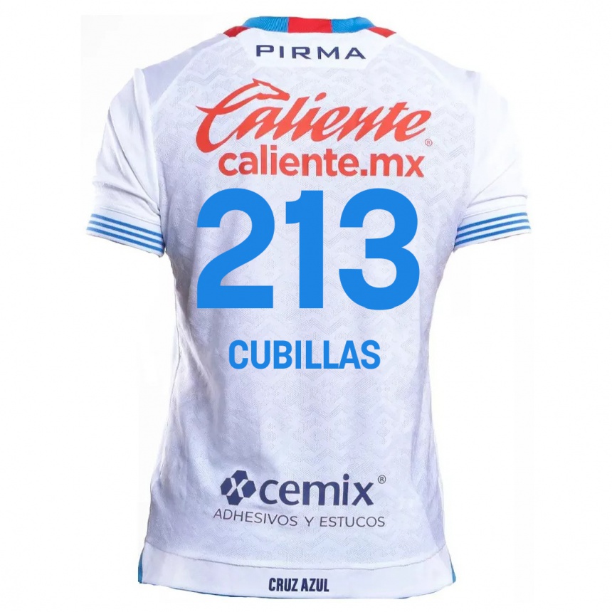 Femme Football Maillot Andre Cubillas #213 Blanc Bleu Tenues Extérieur 2024/25