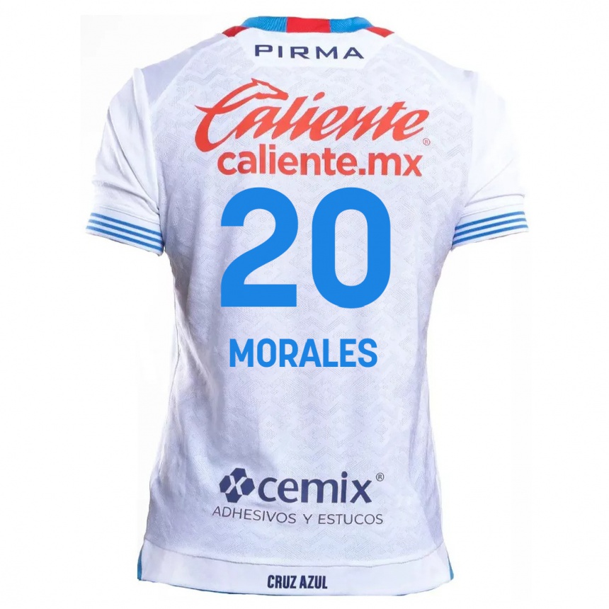 Femme Football Maillot Iván Morales #20 Blanc Bleu Tenues Extérieur 2024/25