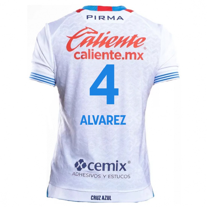 Femme Football Maillot Gabriela Alvarez #4 Blanc Bleu Tenues Extérieur 2024/25