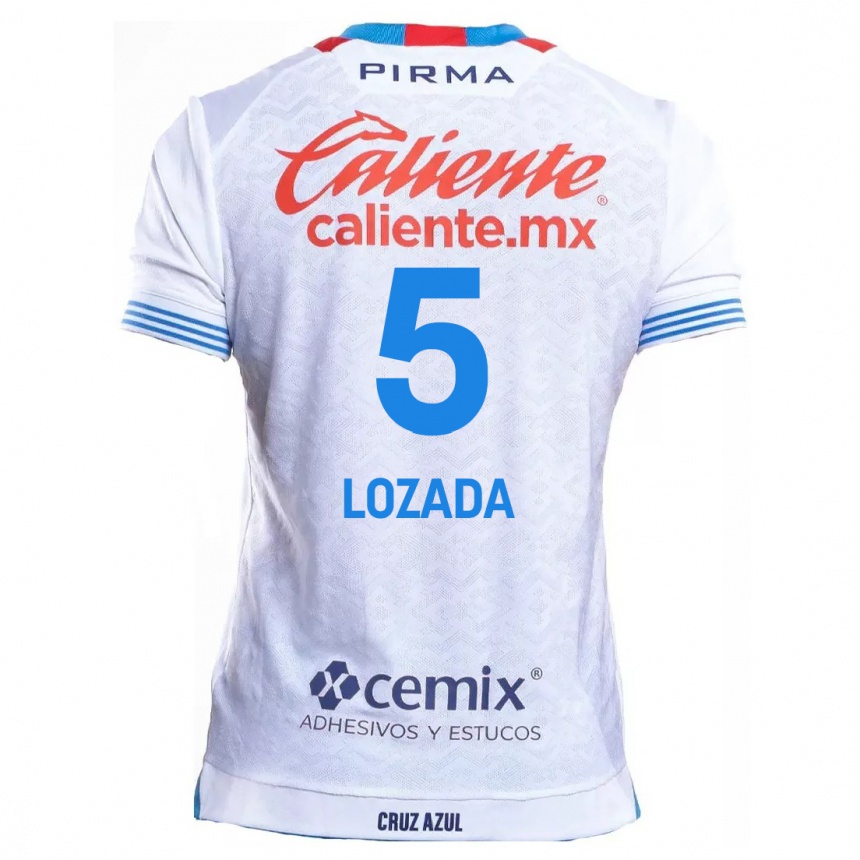 Femme Football Maillot Ana Lozada #5 Blanc Bleu Tenues Extérieur 2024/25