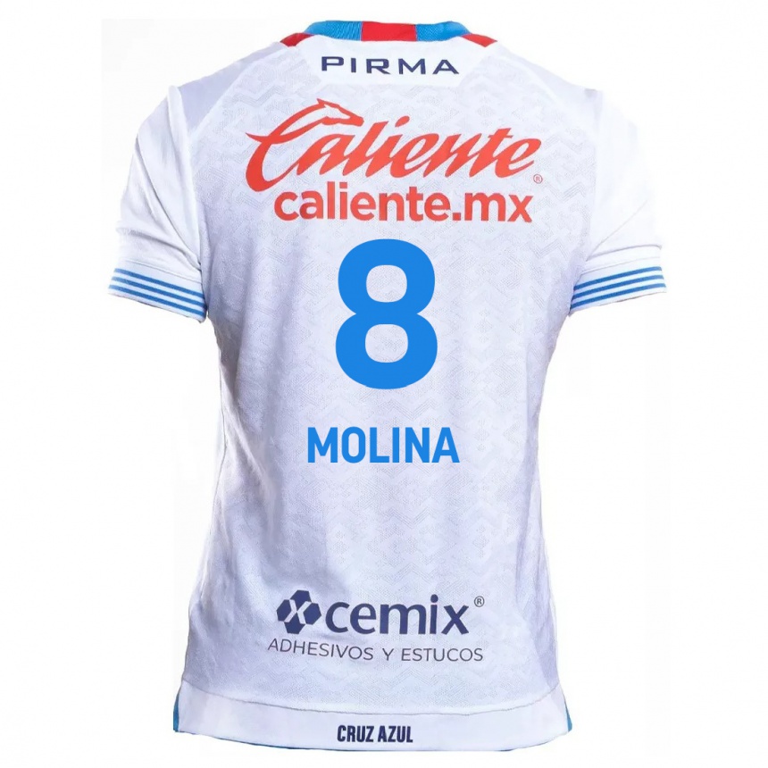 Femme Football Maillot Dalia Molina #8 Blanc Bleu Tenues Extérieur 2024/25