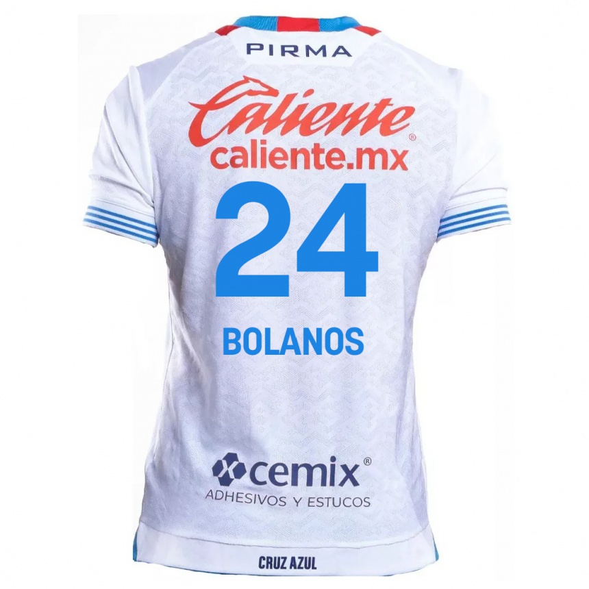 Femme Football Maillot Jatziry Bolanos #24 Blanc Bleu Tenues Extérieur 2024/25