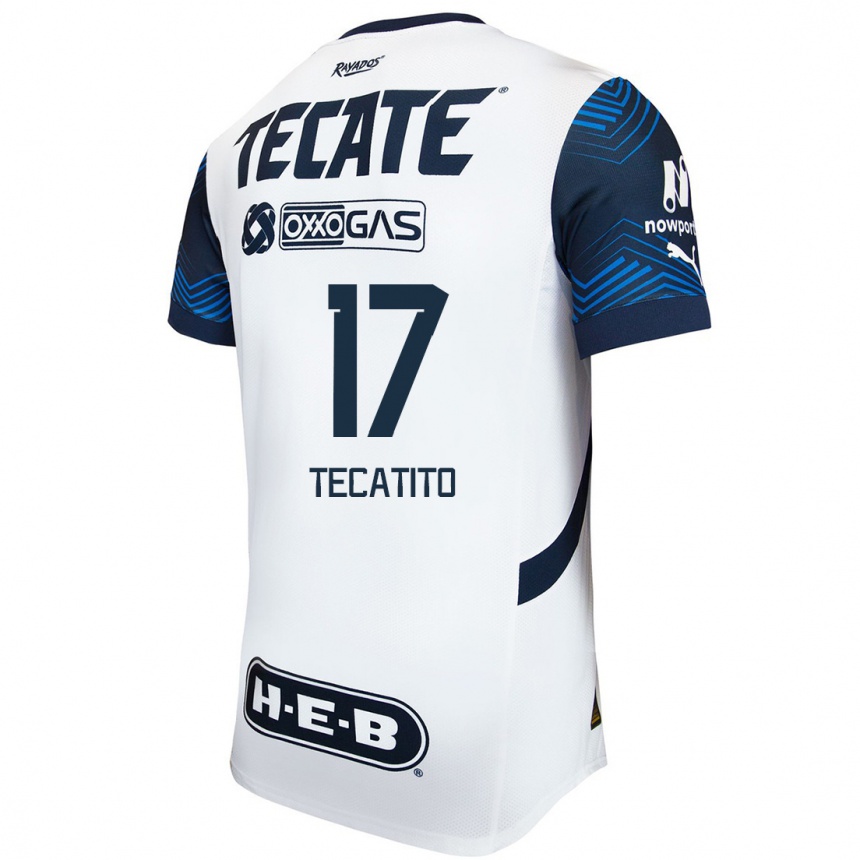 Femme Football Maillot Tecatito #17 Blanc Bleu Tenues Extérieur 2024/25