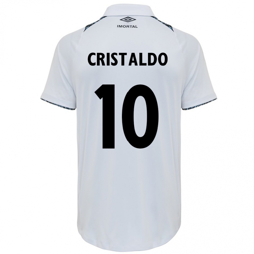 Femme Football Maillot Franco Cristaldo #10 Blanc Bleu Tenues Extérieur 2024/25