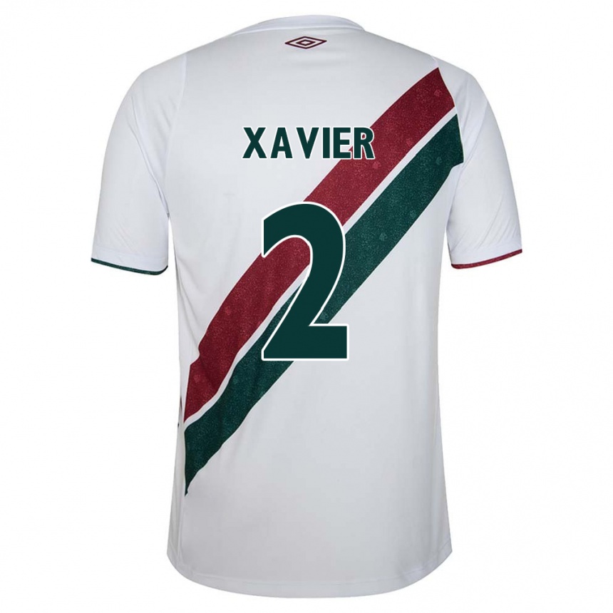 Femme Football Maillot Samuel Xavier #2 Blanc Vert Bordeaux Tenues Extérieur 2024/25