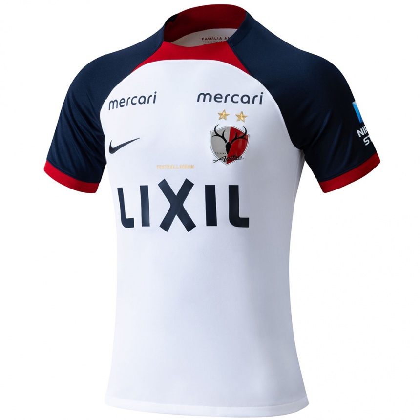 Femme Football Maillot Votre Nom #0 Blanc Bleu Rouge Tenues Extérieur 2024/25