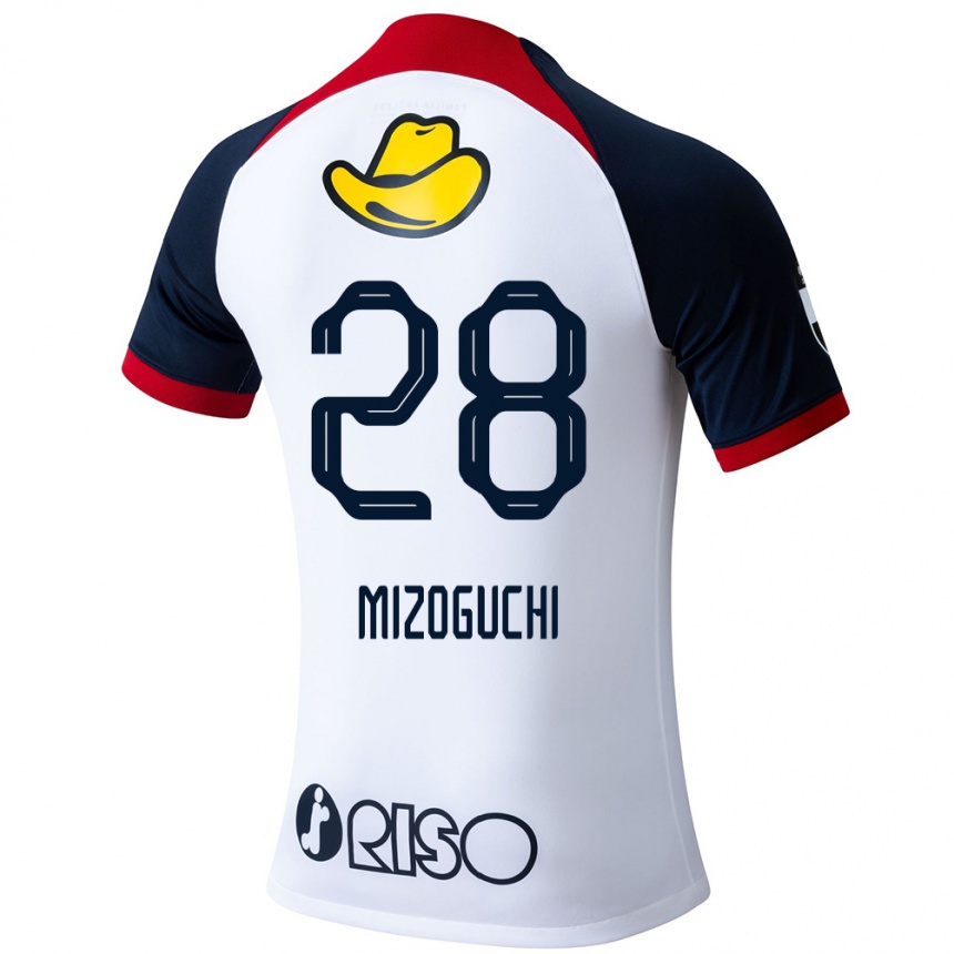 Femme Football Maillot Shuhei Mizoguchi #28 Blanc Bleu Rouge Tenues Extérieur 2024/25