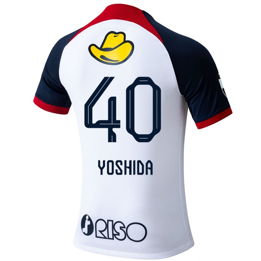 Femme Football Maillot Minato Yoshida #40 Blanc Bleu Rouge Tenues Extérieur 2024/25