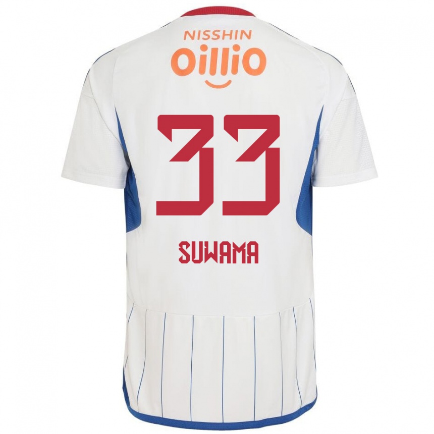 Femme Football Maillot Kosei Suwama #33 Blanc Bleu Rouge Tenues Extérieur 2024/25