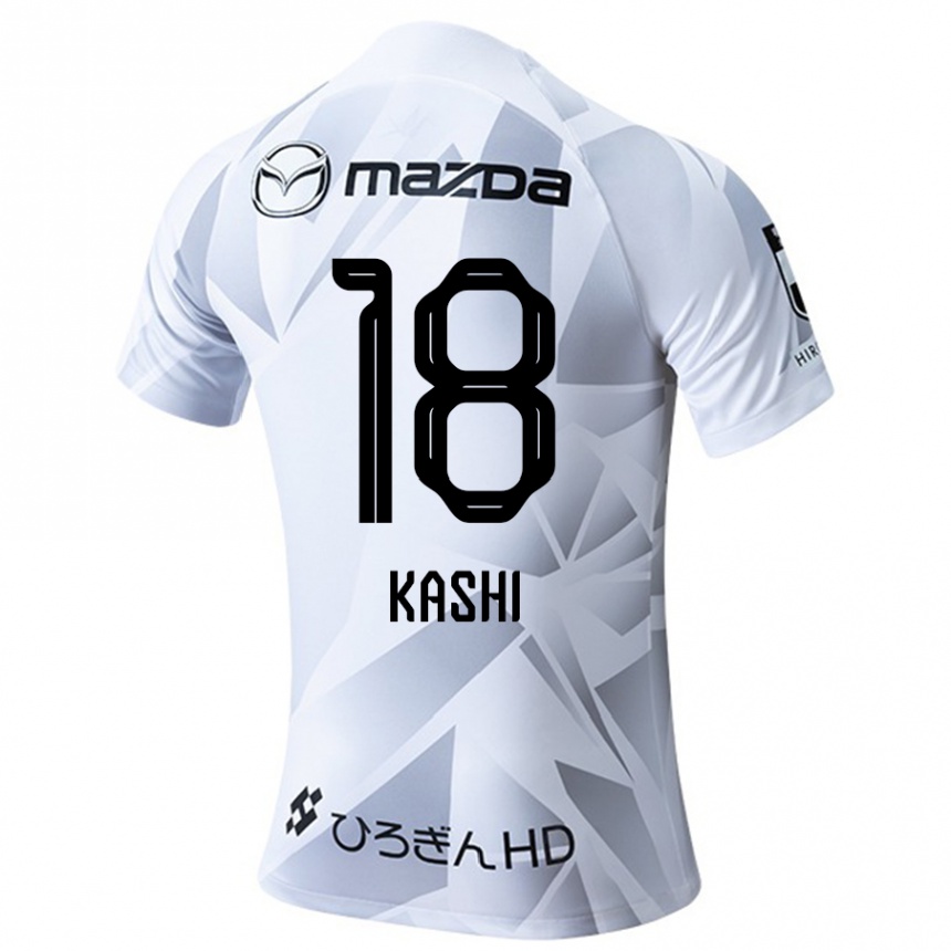 Femme Football Maillot Yoshifumi Kashiwa #18 Blanc Gris Noir Tenues Extérieur 2024/25